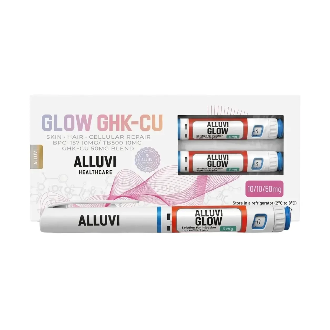 GLOW GHK-CU Blend Pen (BPC-157 10mg / TB500 10mg / GHK-CU 50mg) - Alluvi original peptide Egypt - قلم جلو GHK-CU بليند (BPC-157 + TB500 + GHK-CU) - Alluvi أصلي في مصر