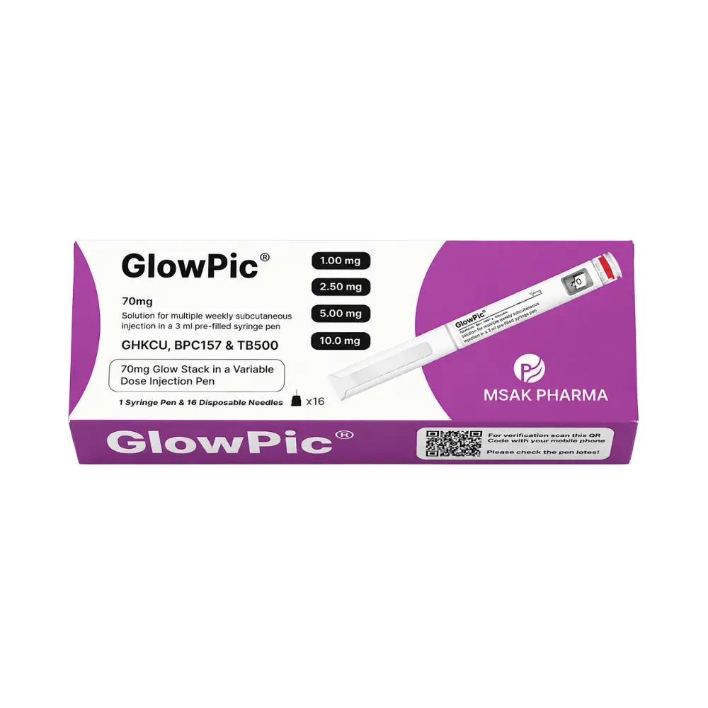 بيبتيد GlowPic 70mg (GHK-Cu, BPC-157 & TB-500) Syringe Pen - MSAK Pharma - جلوبيك 70 مجم (مزيج الاستشفاء والبشرة) قلم حقن - MSAK Pharma Peptide Egypt